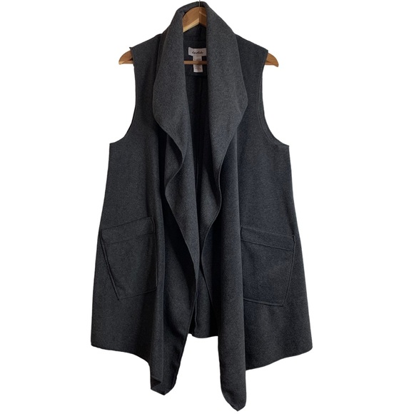 Le Moda Jackets & Blazers - Le Moda Sela Grey Cozy Coat Fleece Vest Sleeveless Waterfall Cardigan One-Size